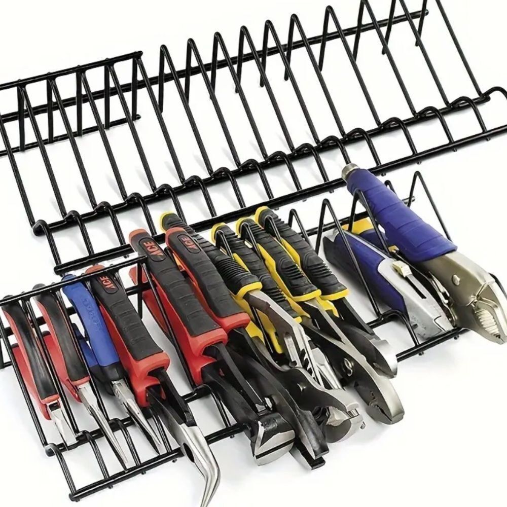 Set of 2 Black Pliers Storage Rack, Alloy Steel Pliers Holder With 15 Slots